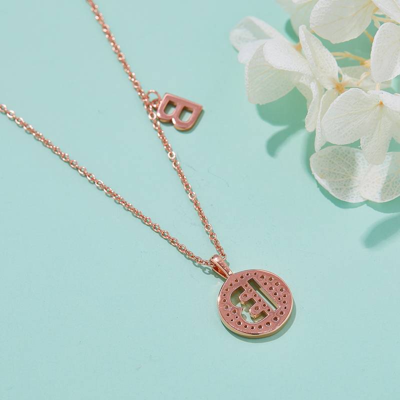 B pendant S925 silver plated rose gold Moissanite diamond light luxury letter necklace